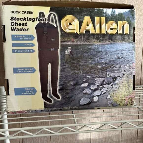 Allen Rock Creek Stockingfoot Neoprene Chest Waders Large Wader Fishing New - Picture 5 of 6